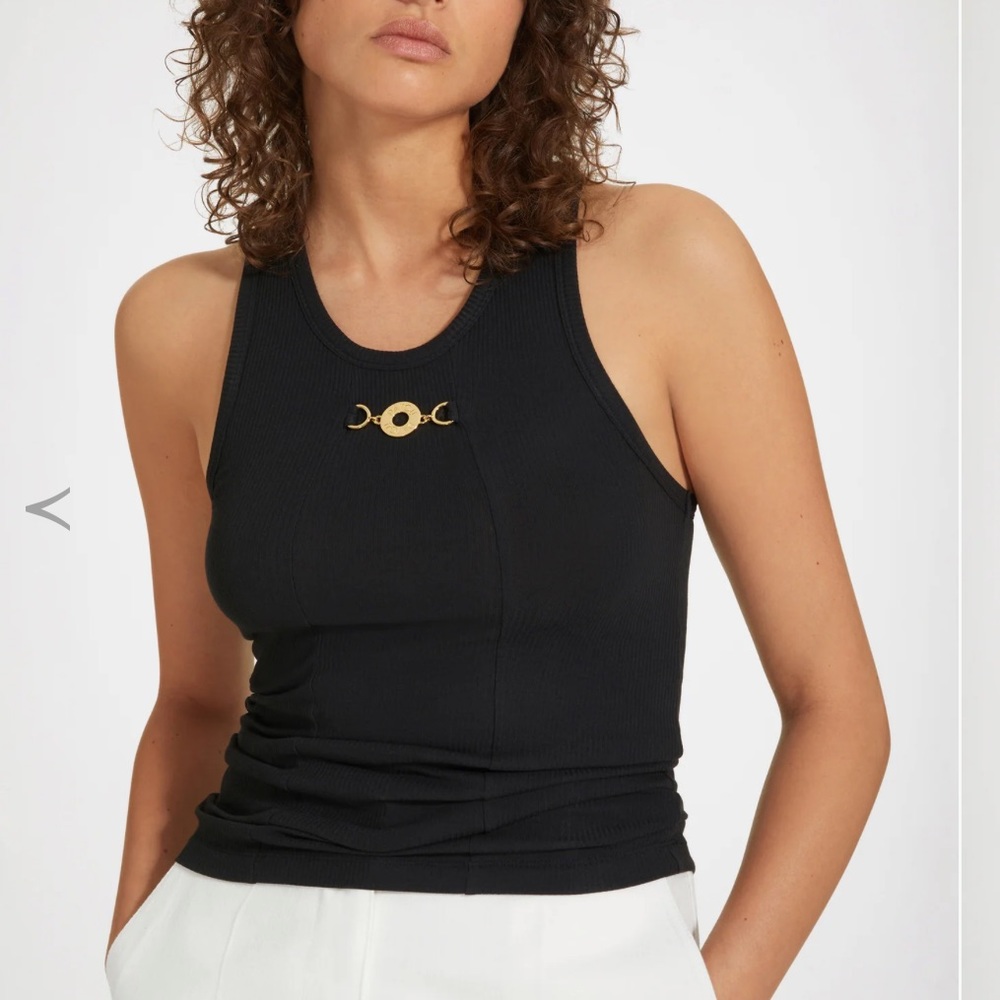 PATOU Medallion-embellished tank top in organic cotton NWT